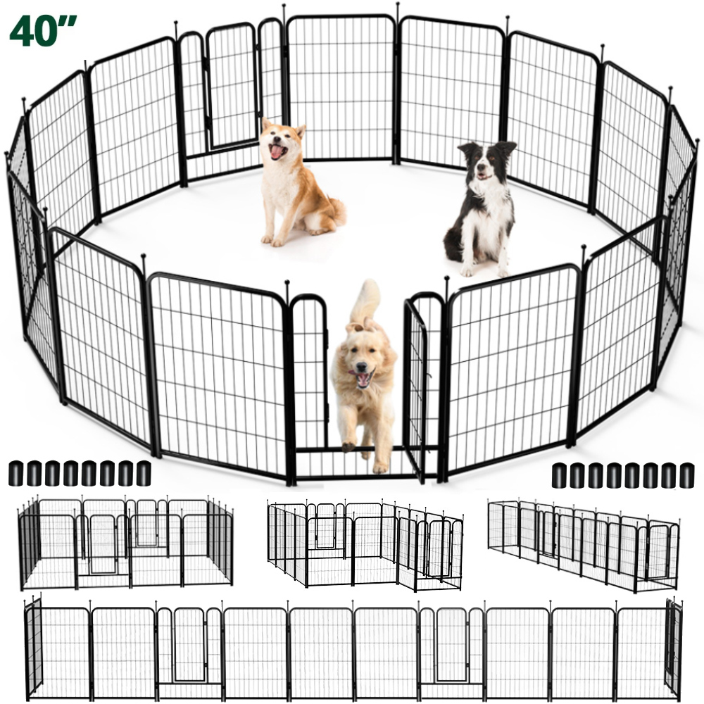 Caveen Dog Playpen 16 Panels 40Inch Heavy Duty Dog Pen Pet Fence Playpen Indoor Outdoor
